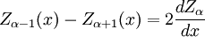 Z_{\alpha-1}(x) - Z_{\alpha+1}(x) = 2\frac{dZ_\alpha}{dx}