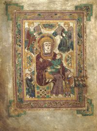 Madonna and child, folio 7 v of the Book of Kells.