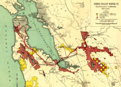 1922 map showing the pipelines of the SVWC and the temple (click to enlarge)