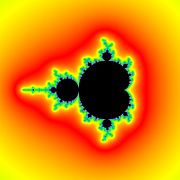Exterior distance estimate may be used to color whole complement of Mandelbrot set