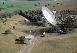 The 64 meter radio telescope at Parkes Observatory