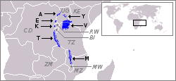 T - TanganyikaV - VictoriaA - AlbertE - EdwardK - KivuM - Malawi