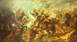 Henry IV at the Battle of Ivry, by Peter Paul Rubens. Ivry was the most important battle in the French Wars of Religion; victory there allowed a Protestant Henry to ascend to the French throne and establish the Bourbon dynasty, although he converted to Catholicism to soften the political transition.