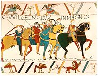A section of the Bayeux Tapestry chronicling the Franco-Norman victory at Hastings.