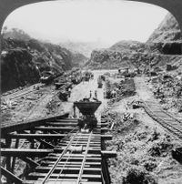 The famous Culebra Cut of the Panama Canal, 1907.