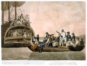 The mutineers turning Lt Bligh and part of the officers and crew adrift from the Bounty, 29 April 1789