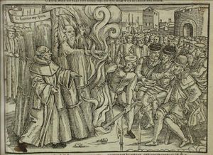 Cranmer’s martyrdom, from John Foxe’s book (1563)