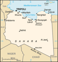 Location of Tripoli within Libya, on the continent of Africa.