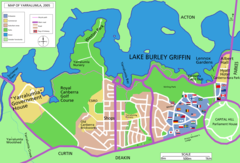 Map of Yarralumla, located south of Lake Burley Griffin