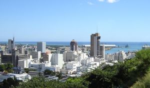Skyline of Port Louis, the capital of Mauritius.