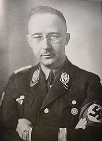 Heinrich Himmler in 1945. It is obvious, argues Yehuda Bauer, that Adolf Eichmann was Himmler's reluctant messenger during the meetings with Brand.