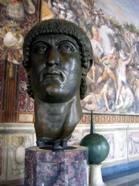 Contemporary bronze head of Constantine I.