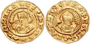 5th century gold coin of King Ebana.