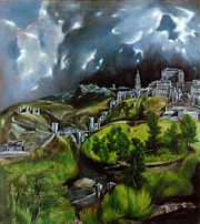 "View of Toledo" by El Greco, 1595/1610 has been pointed out to bear a particularly striking resemblance to 20th century expressionism. Historically speaking it is however part of the Mannerist movement.