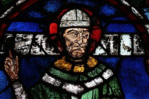 Image of Thomas Becket from a stained glass window.