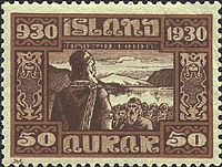 A postage stamp celebrating the thousandth anniversary of the Icelandic parliament. According to a theory associated with the economist David Friedman, medieval Icelandic society had some features of anarcho-capitalism. Chieftaincies could be bought and sold, and were not geographical monopolies; individuals could voluntarily choose membership in any chieftain's clan.