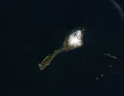 NASA satellite image of Jan Mayen, Beerenberg covered with snow