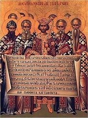 An icon depicting the First Council of Nicaea