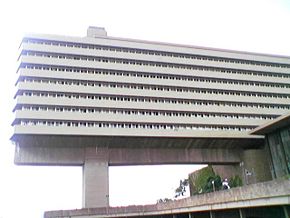 The front part of the Theo van Wyk Building on the Main Campus of UNISA.