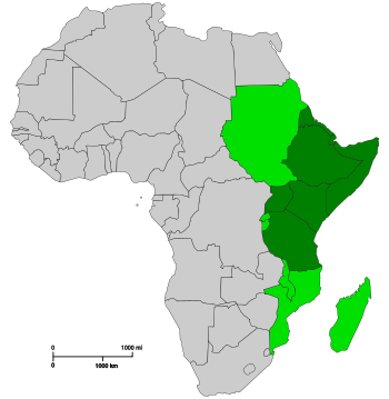      East Africa      Countries sometimes included in East Africa
