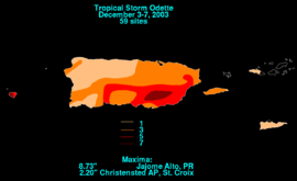 Rainfall totals from Odette