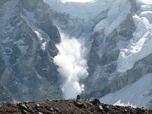 A Himalayan avalanche near Mount Everest.