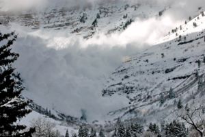 Avalanche on the backside (east) of Mount Timpanogos, Utah at Aspen Grove trail