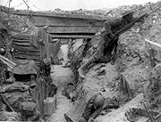 A Cheshire Regiment sentry in a trench near La Boisselle during the Battle of the Somme, July 1916