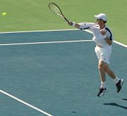 Murray playing a shot at Cincinnati in August on course to his first ATP Masters Series title.