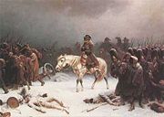 Napoleon Bonaparte leaving Russia after a disastrous campaign.