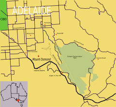 Location of Mount Osmond in the Adelaide Metropolitan Area.