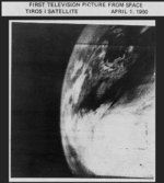 The first television image of Earth from space from the TIROS-1 weather satellite.