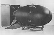 The first nuclear weapons were gravity bombs, such as the "Fat Man" weapon dropped on Nagasaki, Japan. These weapons were very large and could only be delivered by a bomber aircraft
