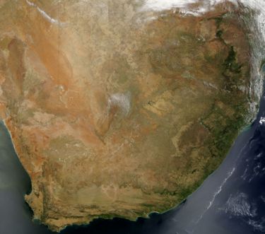 A composite satellite image of southern Africa.