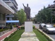 A modern statue of Pericles in modern Cholargos (Pericles' avenue). The name of the suburb dates to ancient Athens, but the ancient deme of Cholargos, which belonged to the tribe of Acamantis, was near modern Kamatero or Peristeri.