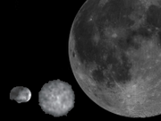 4 Vesta and 1 Ceres alongside Earth's Moon