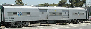 Animal car#RBBX 63009 from the Ringling Brothers and Barnum & Bailey Circus Train "Blue Unit" in July, 2002. The animal loading ramps stow directly under the doors on the underside of the car.