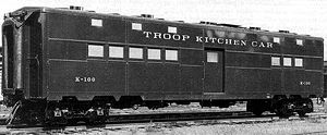 A 1943 builder's photo of ACF troop kitchen #K-100.