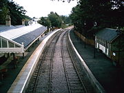 Railway tracks running through Stanhope railway station in North East England, UK
