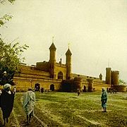 Magic lantern image of Lahore Railway Station, Lahore circa 1895