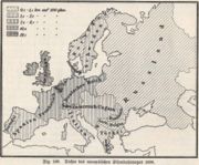Density of the railway net in Europe 1896