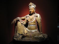 A Chinese wooden Bodhisattva from the Song Dynasty (960-1279 AD)