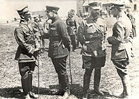 Polish General Listowski (left) and exiled Ukrainian leader Symon Petlura (second from left) following the Petlura's alliance with the Poles.