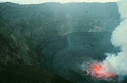 Nyiragongo's extremely fluid lava lake is a threat to nearby settlements