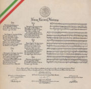 Complete lyrics of the Mexican National Anthem signed by Miguel de la Madrid.