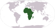 A world map showing the continent of Africa. (See Politics section for a clickable map of individual countries.)