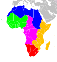 Regions of Africa:      Northern Africa      Western Africa      Middle Africa      Eastern Africa      Southern Africa