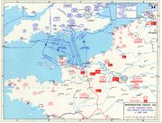 D-day assault routes into Normandy.