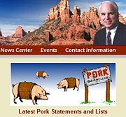 McCain's Senate web site from 2003 to 2006 illustrated his concern about pork barrel spending.