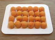 Fresh apricots on display.